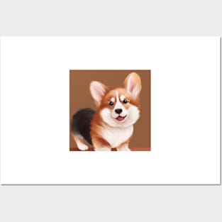 cute corgi puppy 4 Posters and Art